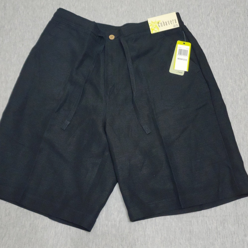 Cubavera Linen‎ Shorts Mens Medium Black Drawstring Beach Casual NWT Resort